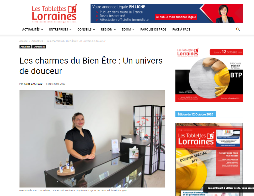 Les Charmes du Bien-Etre_Revue de presse_Les Tablettes Lorraines